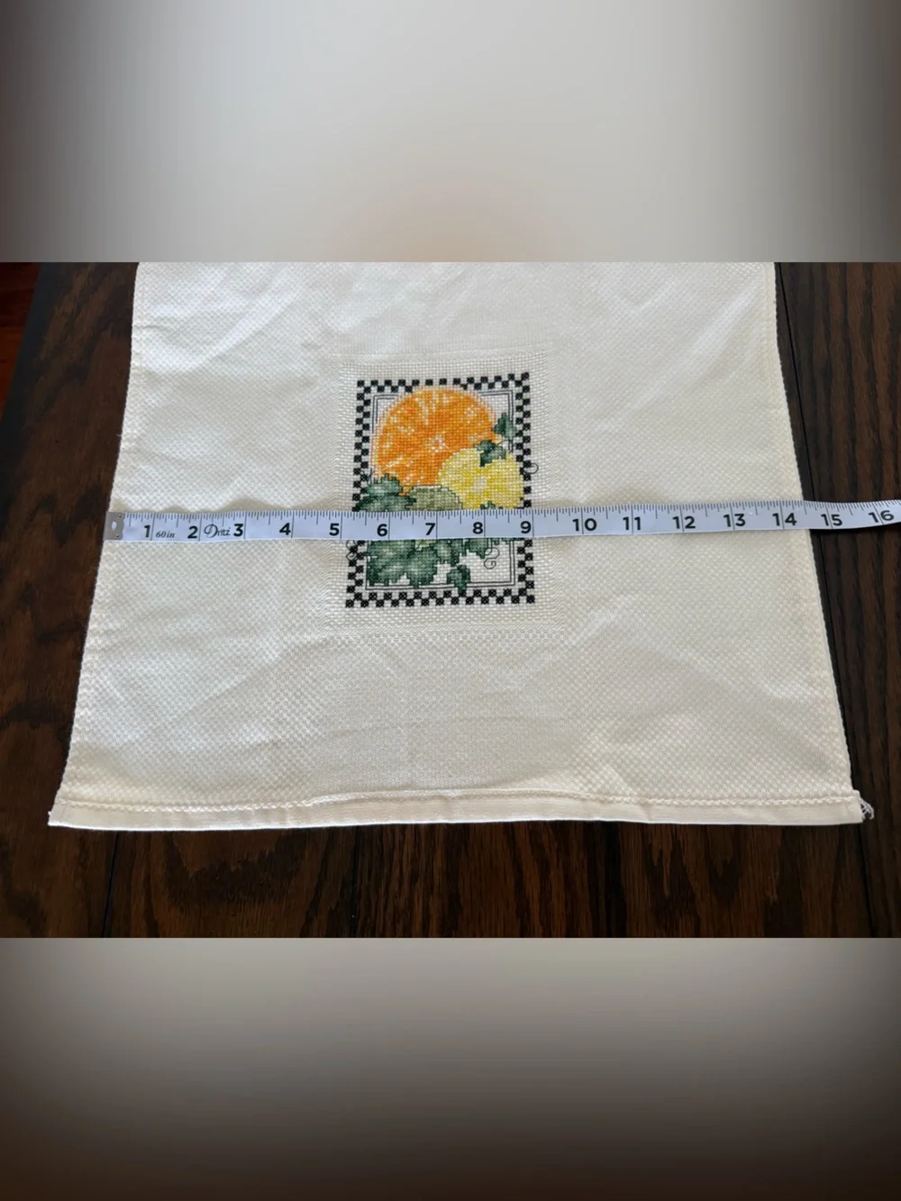 Embroidered Citrus Kitchen Towel - Orange & Yellow